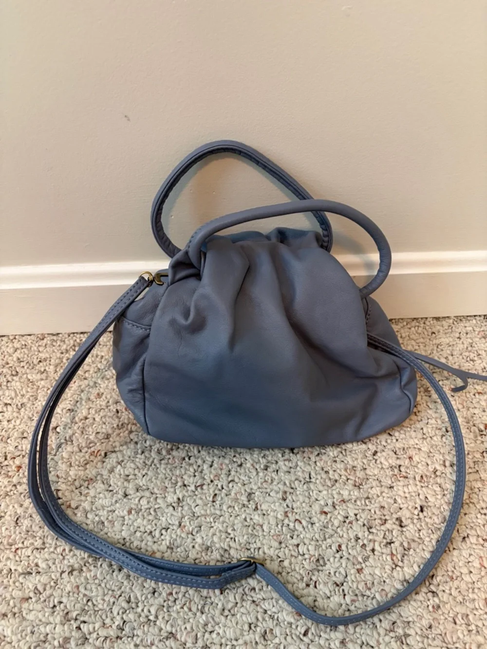 Hobo Soft Leather Crossbody Bag - Slate Blue